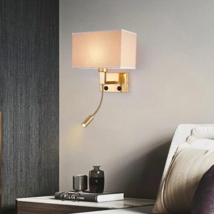 Gold Metal And Fabric Wall Sconce