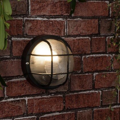 Round Black Bulkhead Wall Light