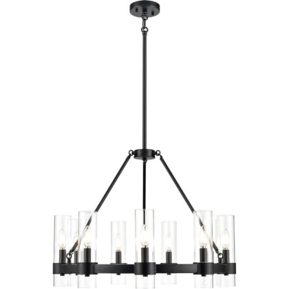 Contemporary Gentry 9 Bulb Chandelier -  Matte Black Finish