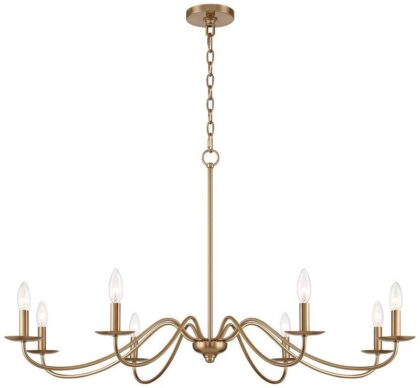 Vintage Iron 8 Arm Soft Gold Candelabra Chandelier