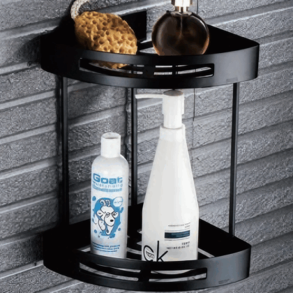Vintage Corner Double Shower Caddy – Matte Black