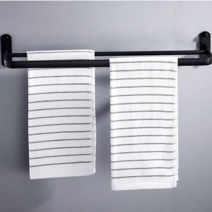 Vintage Double Towel Holder – Matte Black