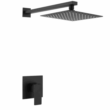 Concealed Modern Matte Black Rainfall Shower Kit - Design #558