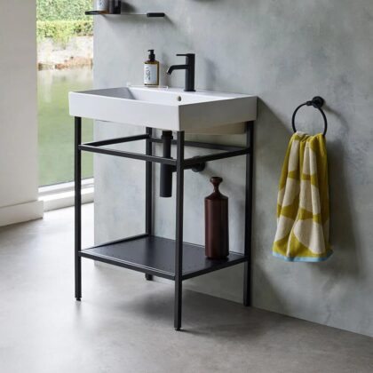 Minimalist Ceramic & Metal Frame Wash Stand – 80CM - Design #269