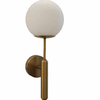 Gold Metal With Milky White Glass Ball Wall Sconce