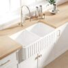 Vintage Janus Farmhouse Double Sink - Ribbed and Smooth Aspects