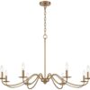 Vintage Iron 8 Arm Soft Gold Candelabra Chandelier