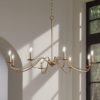 Vintage Iron 8 Arm Soft Gold Candelabra Chandelier - Image 3