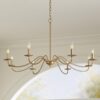 Vintage Iron 8 Arm Soft Gold Candelabra Chandelier - Image 8