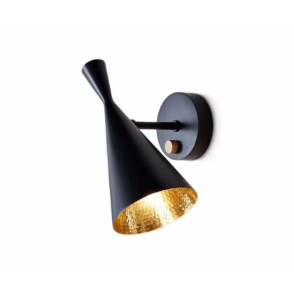 The Beat 5" Wide 1-Light Adjustable Wall Light - Black & Hammered Brass - Metal