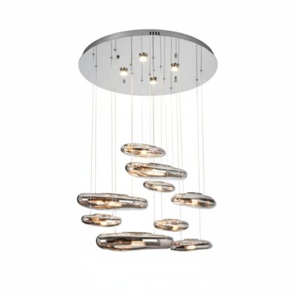 The Mercury Drops 24" Diameter 5-Light Modern LED Chandelier - Silver Finish - Stainless Steel