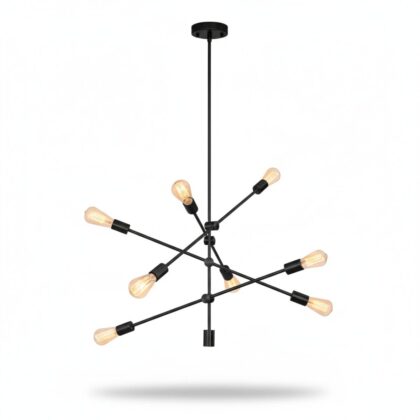 Arc Black Sputnik Mid-Century 6 Arm Chandelier