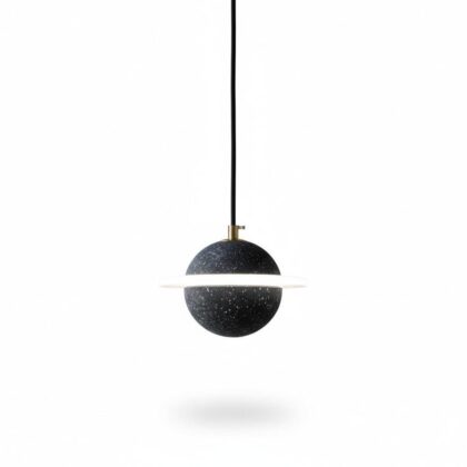The Black Planet 7" Wide 1-Light Contemporary Pendant - Matte Black - Metal