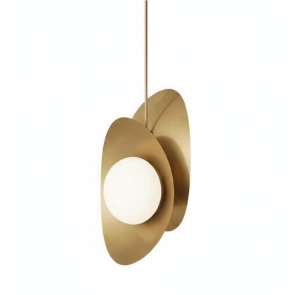 The Double Concave 4"W 2-Light Contemporary Pendant Light - Glossy Gold Finish - Glass & Iron