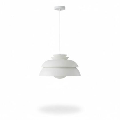 The Concert 12" Diameter 1-Light Danish Pendant Lamp - White Finish - Steel