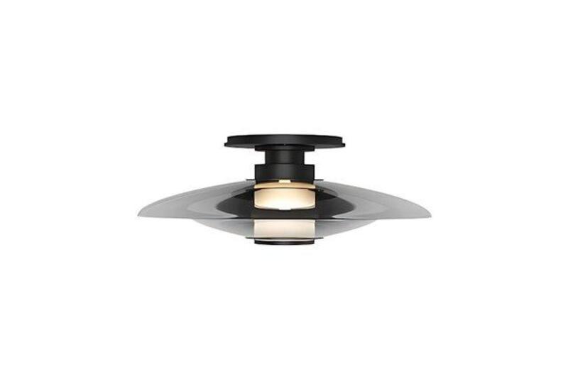 The Glass Disc 12″ Diameter 1-Light LED Modern Wall Lamp – Black – Iron & Glass — angle 3