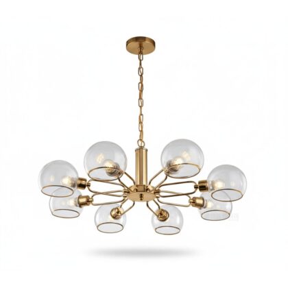 The Golden Vintage 33"W 8-Light Chandelier - Polished Gold - Clear Glass
