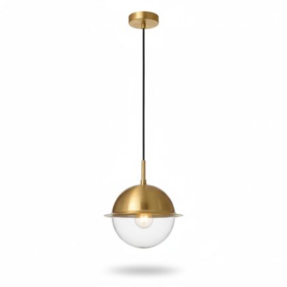 The Golden Copper Glass 7.1" Diameter 1-Light Contemporary Pendant - Gold Finish - Glass