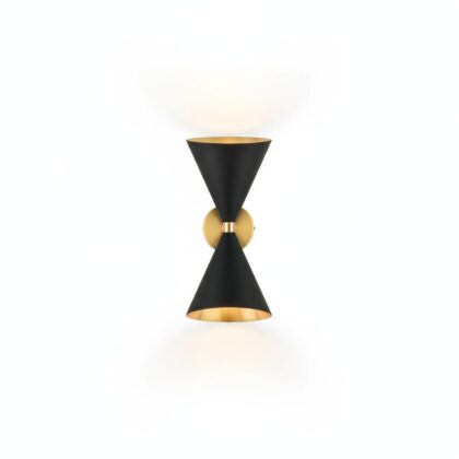 Hourglass 14" Long 2-Light Modern Elegant Wall Light - Black - Iron