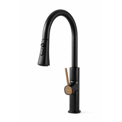 Swan Neck Kitchen Mixer - Black and Rose Gold