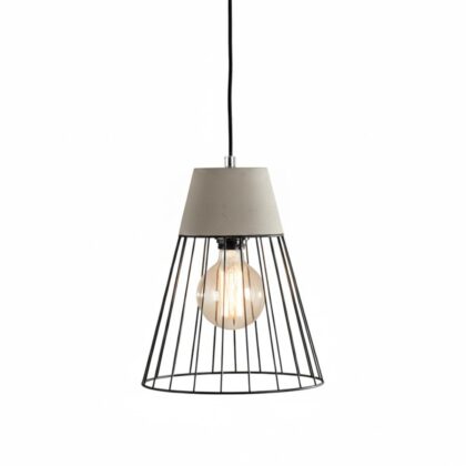 The Mesh 10" Diameter 1-Light Industrial Pendant Light - Grey Finish - Concrete & Iron
