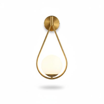 Suspended Milky Opal Globe 9" Wide 1-Light Modern Minimalist Wall Sconce - Gold - Aluminium
