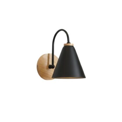 Nordic Modern 6" Wide 1-Light Wall Lamp - Matte Black - Metal & Wood