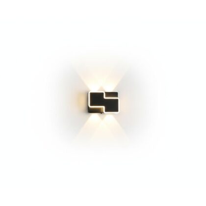 The Sunrays 5" Long 4-LED Modern Up-Down Outdoor Wall Light - Matte Black & Gold - Aluminium