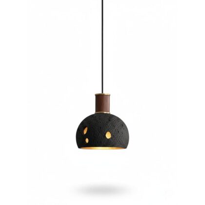 The Artistic Stone 2" Diameter 1-Light Pendant Light - Brass & Natural Stone