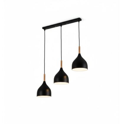 The Minimalist 3-Light Nordic Pendant - Matte Black - Aluminium & Wood