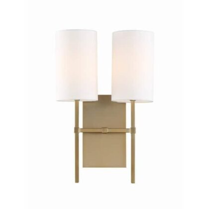 The Crystorama Veronica 16.5" Long 2-Light Mid Century Wall Sconce - Golden - Steel & Silk