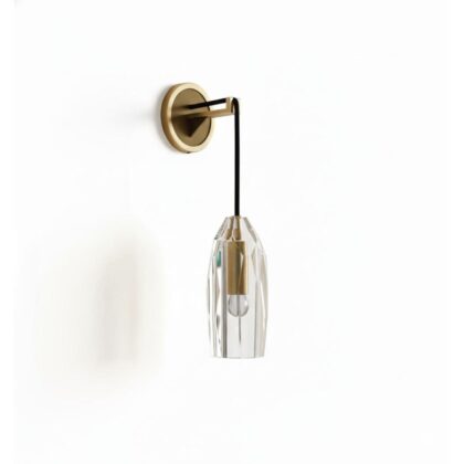 The Crystal 18" Long 1-Light Contemporary Wall Light - Gold Finish - Crystal & Brass