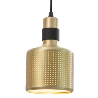 The Bert Frank Riddle 4.7" Diameter 1-Light Contemporary Pendant - Brushed Brass - Perforated Metal