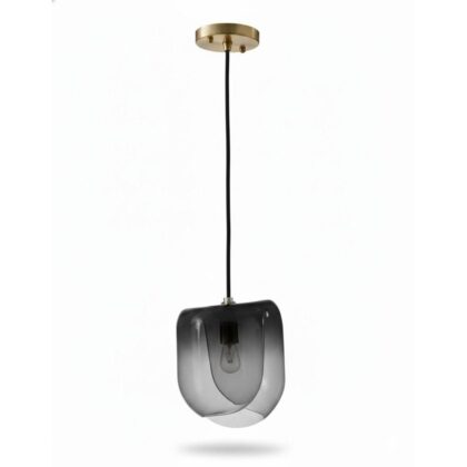 The Modern Curved Glass 6.7" Wide 1-Light Contemporary Pendant - Smoke Grey Finish - Glass