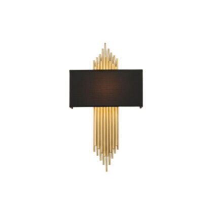 Post Modern Gold Tube & Fabric 14" Wide 2-Light Wall Lamp - Gold Finish - Aluminium & Fabric
