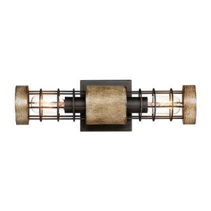 Antipodal 18" Long 2-Light Modern Wall Light - Black & Gold - Metal & Wood