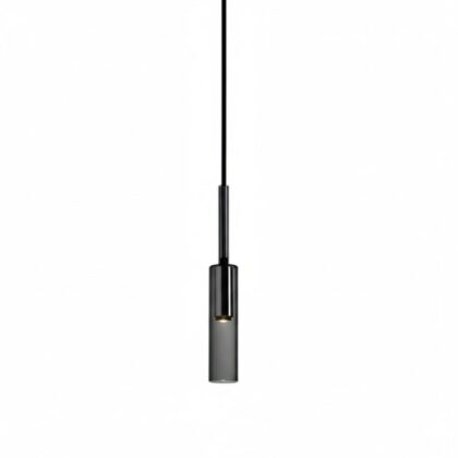 The Wine Bottle 16.5" Long 1-Light Contemporary Pendant - Black - Smoke Grey Crystal