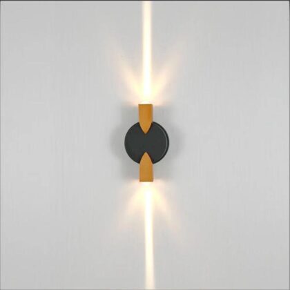 The Modern Up-Down 6.5" Long 2-Light Contemporary Outdoor Wall Light - Matte Black & Gold - Aluminium