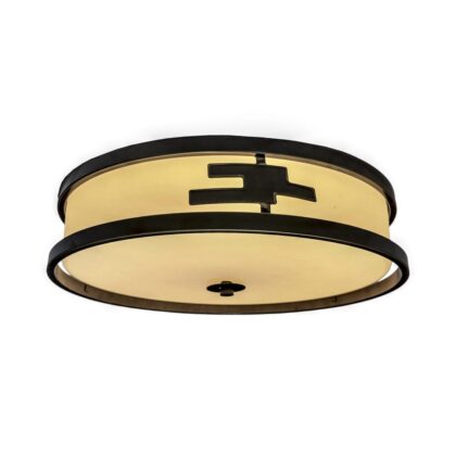The Reid Flush Mount LED Ceiling Light - Tri-Color - Black & Gold - Glass