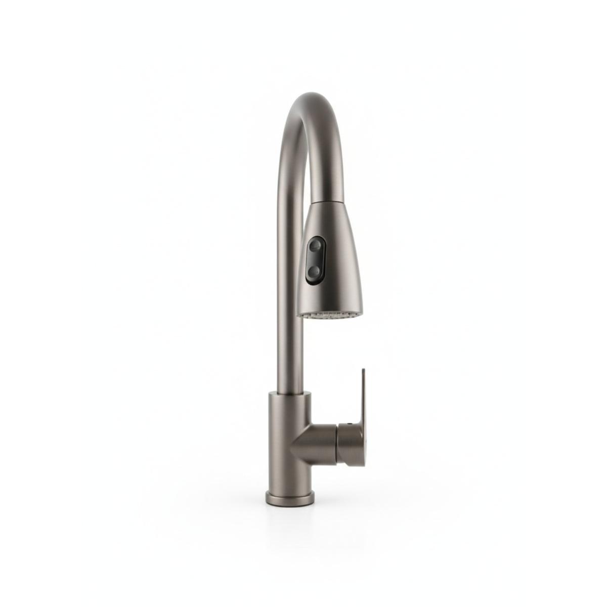 The 415mm Single-Lever Contemporary Pull-Down Kitchen Faucet – Stainless Steel & Copper
