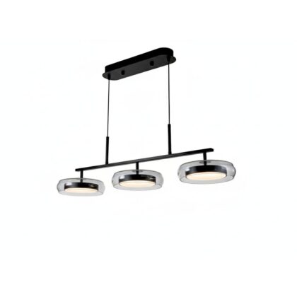 The Vidrio 28" Linear 3-Light Modern Pendant Light - Matte Black - Glass & Metal