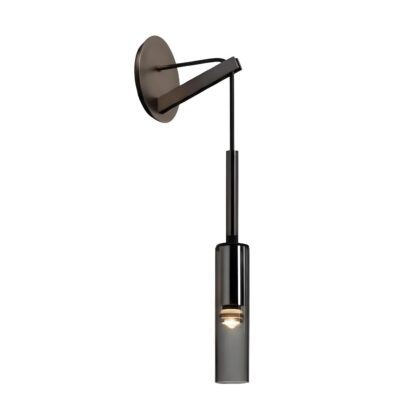 Wine Glass 3"W 1-Light Elegant Wall Sconce - Black & Smoke Grey - Brass & Crystal