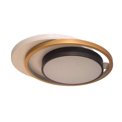 The Geometric Halo 59W Modern LED Ceiling Light - Matte Platinum Gray & Gold - Acrylic