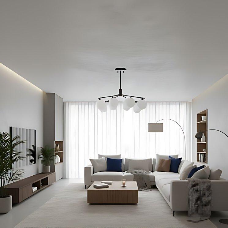 16 White-Globe Chandelier — angle 1
