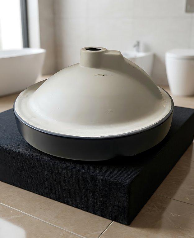 The Vintage 18" Diameter Round Contemporary Countertop Vessel Basin - Gloss Black - Ceramic