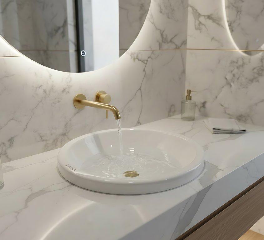 The Vintage 18" Diameter Round Contemporary Countertop Vessel Basin - Gloss White - Ceramic