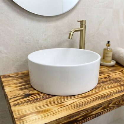 The Contemporary Round 40cm Diameter Countertop Basin - White Gloss - Ceramic