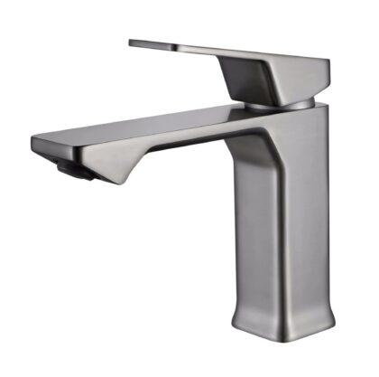 The 170mm Single-Lever Contemporary Basin Mixer Tap - Gun-Metal Gray - Solid Brass
