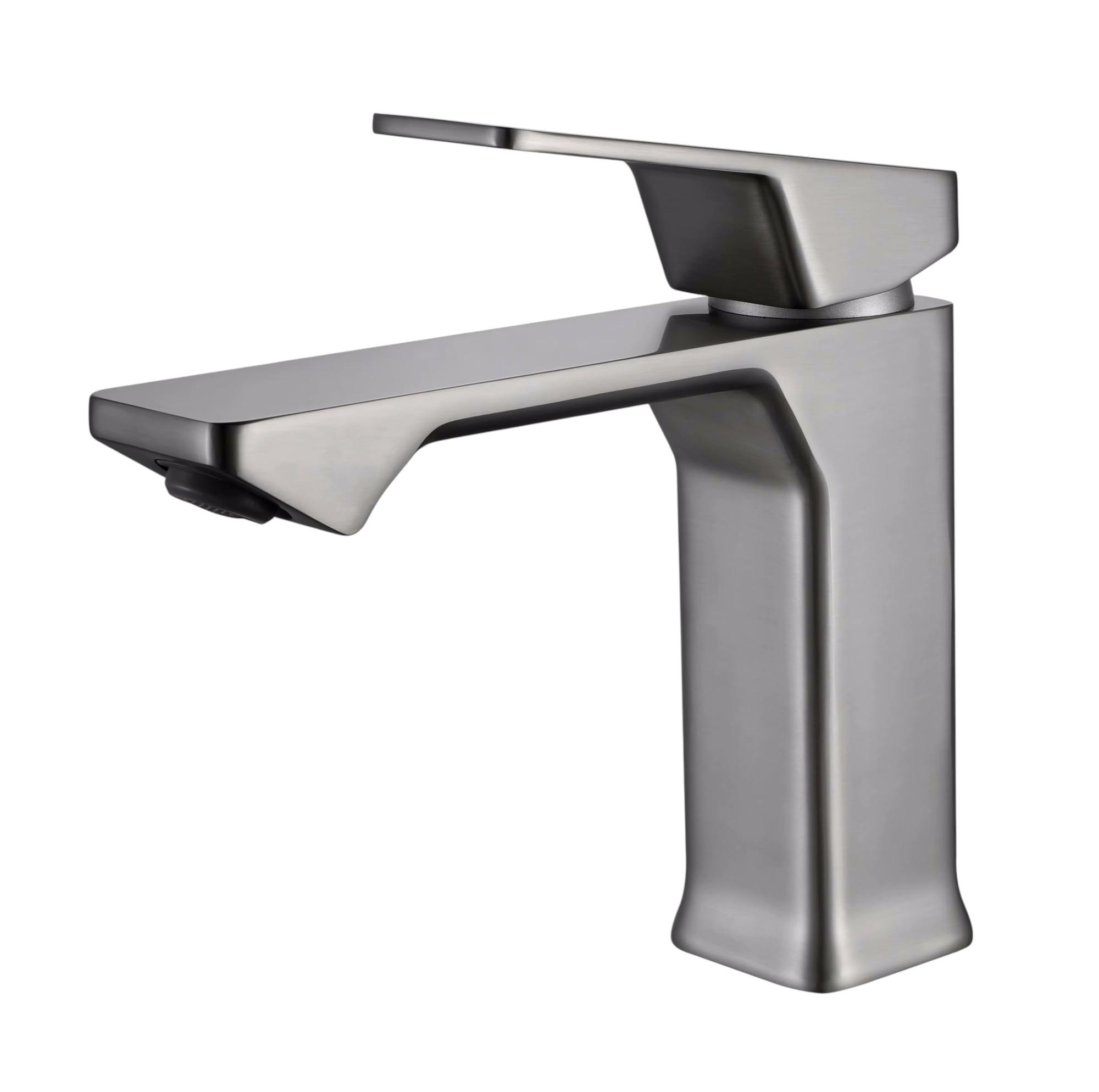 The 170mm Single-Lever Contemporary Basin Mixer Tap – Gun-Metal Gray – Solid Brass