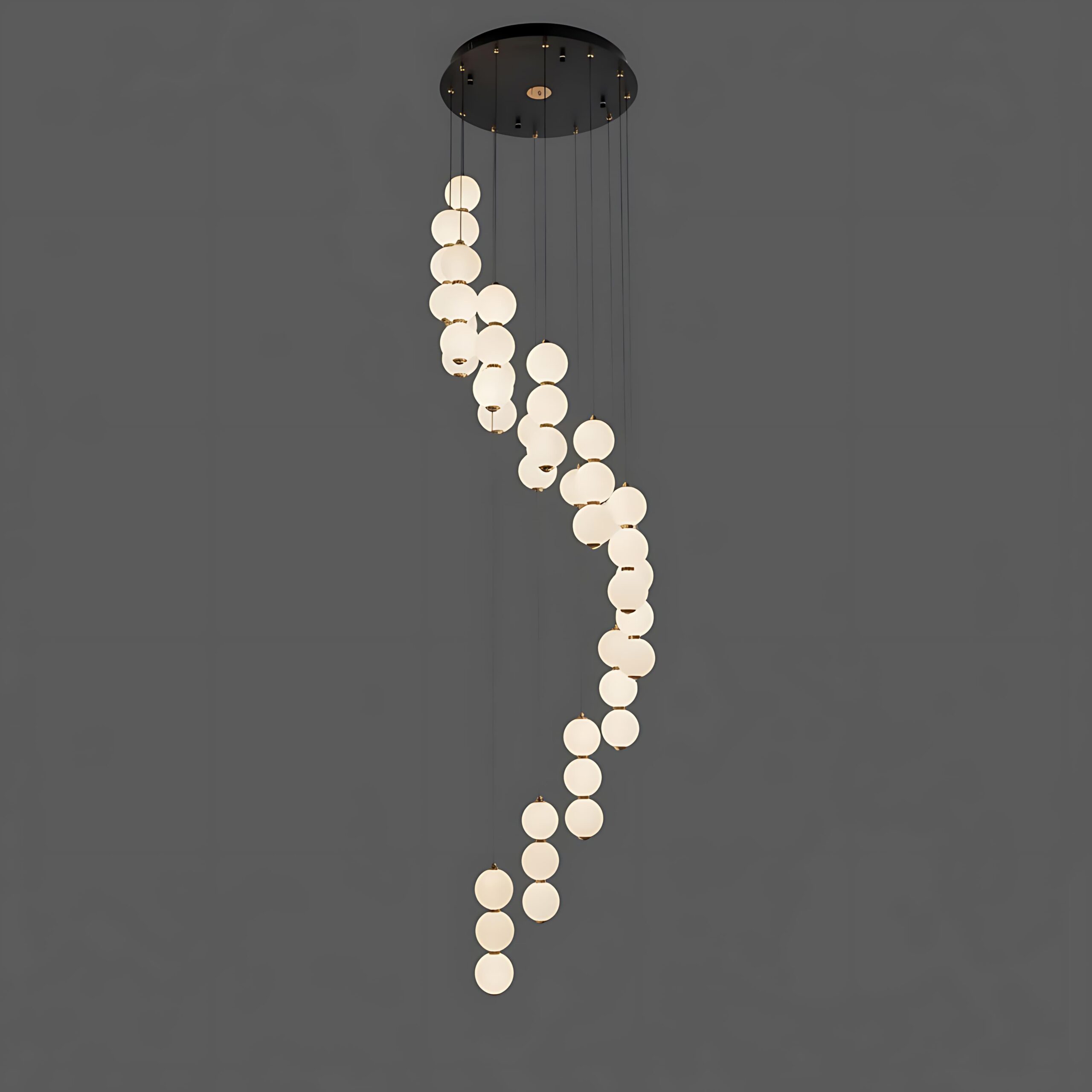 The Echo Lunar Cascade 36-Light Mid-Century Modern Grand Chandelier – Matte Black & Gold – Polycarbonate — angle 2